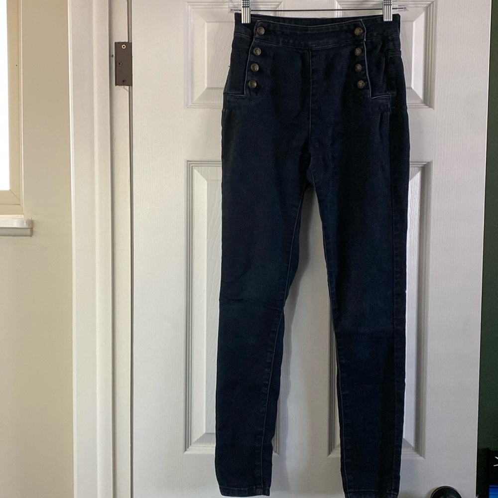 LOVEsik - Hot Topic - Hgh Waisted Navy Blue Sailor Jeggings - Size 0